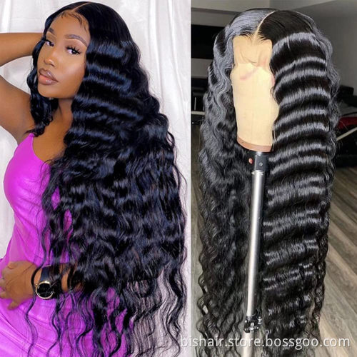 Loose Deep Wave Lace Front Wig Real Human Hair Brazil 4x4 Lace Hair Wig 150% Dense Holiday Hair Suitable for Women Natural Black